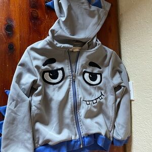 Kinderkind 5T Gray & Blue Dinosaur Monster Zippered Hoodie Jacket